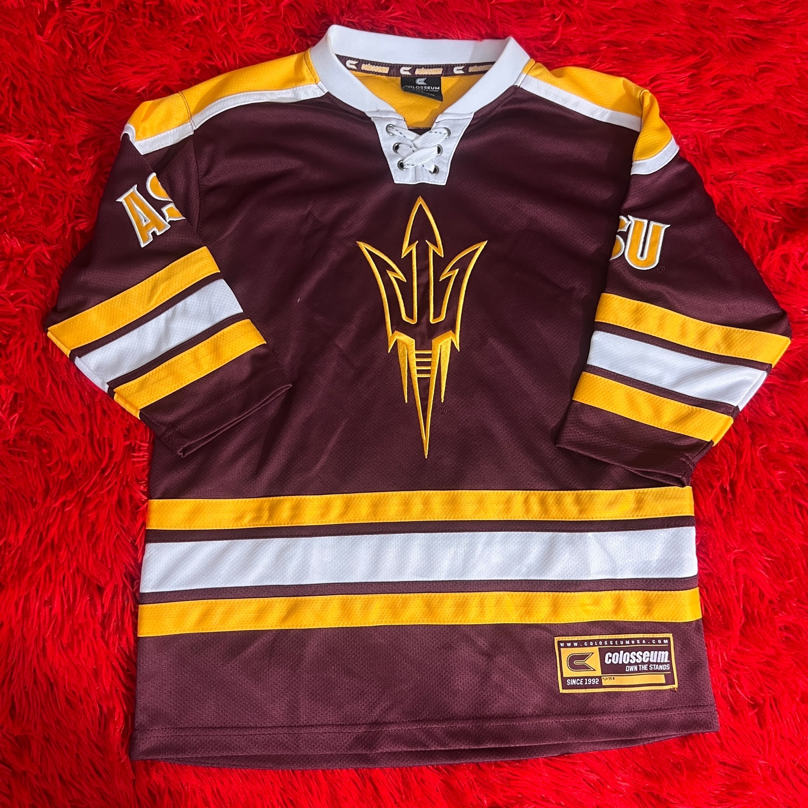 Arizona State Sun Devils Vintage Colosseum Laceup Ncaa College Hockey Jersey Asu